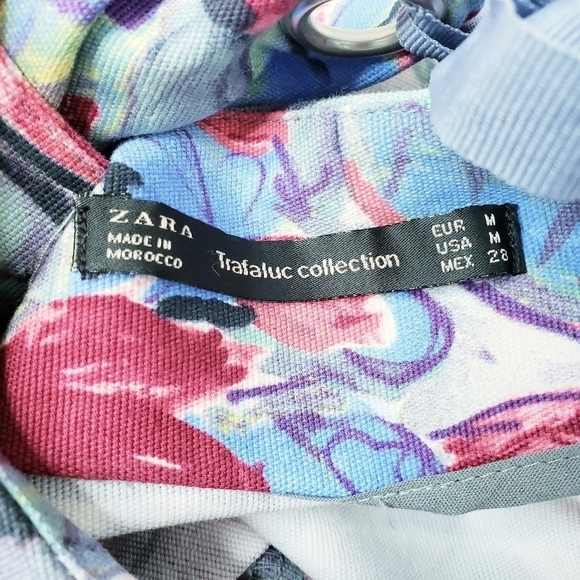 Zara Trafaluc Floral Tie Back Mini Dress Flutter Sleeves - Picture 10 of 12